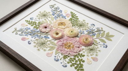 Blüten in Rosa und Blau