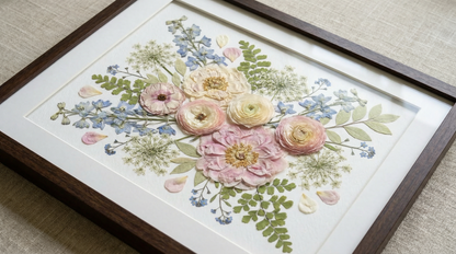 Blüten in Rosa und Blau