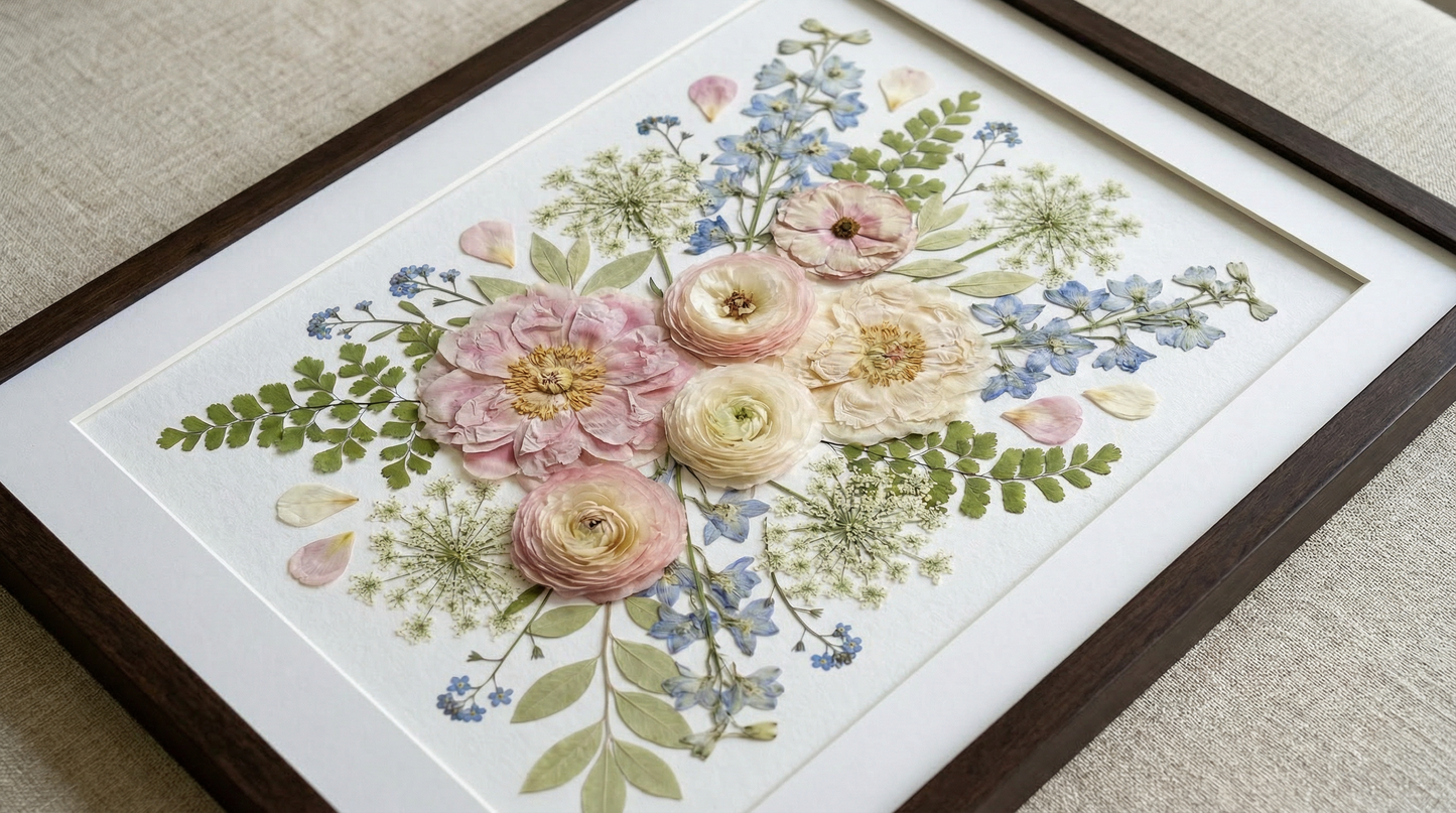 Blüten in Rosa und Blau