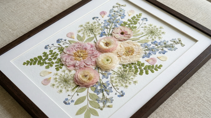 Blüten in Rosa und Blau