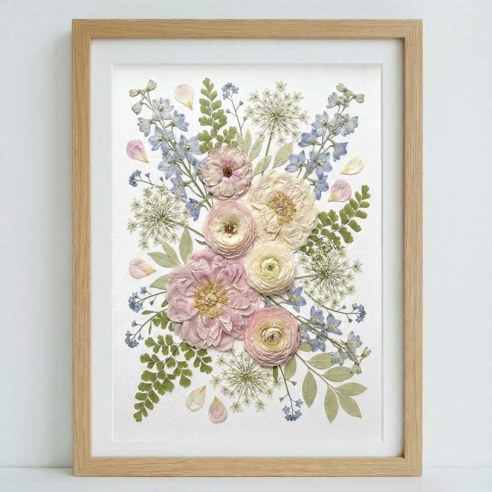 Blüten in Rosa und Blau