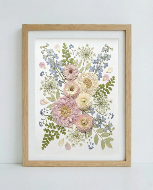 Blüten in Rosa und Blau