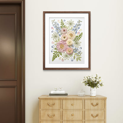 Blüten in Rosa und Blau