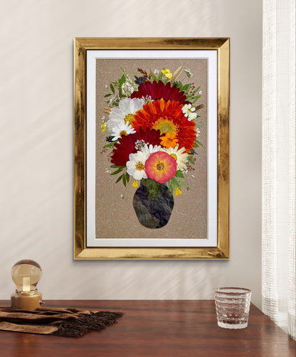 Vintage-Bilderrahmen – Blume in Vase