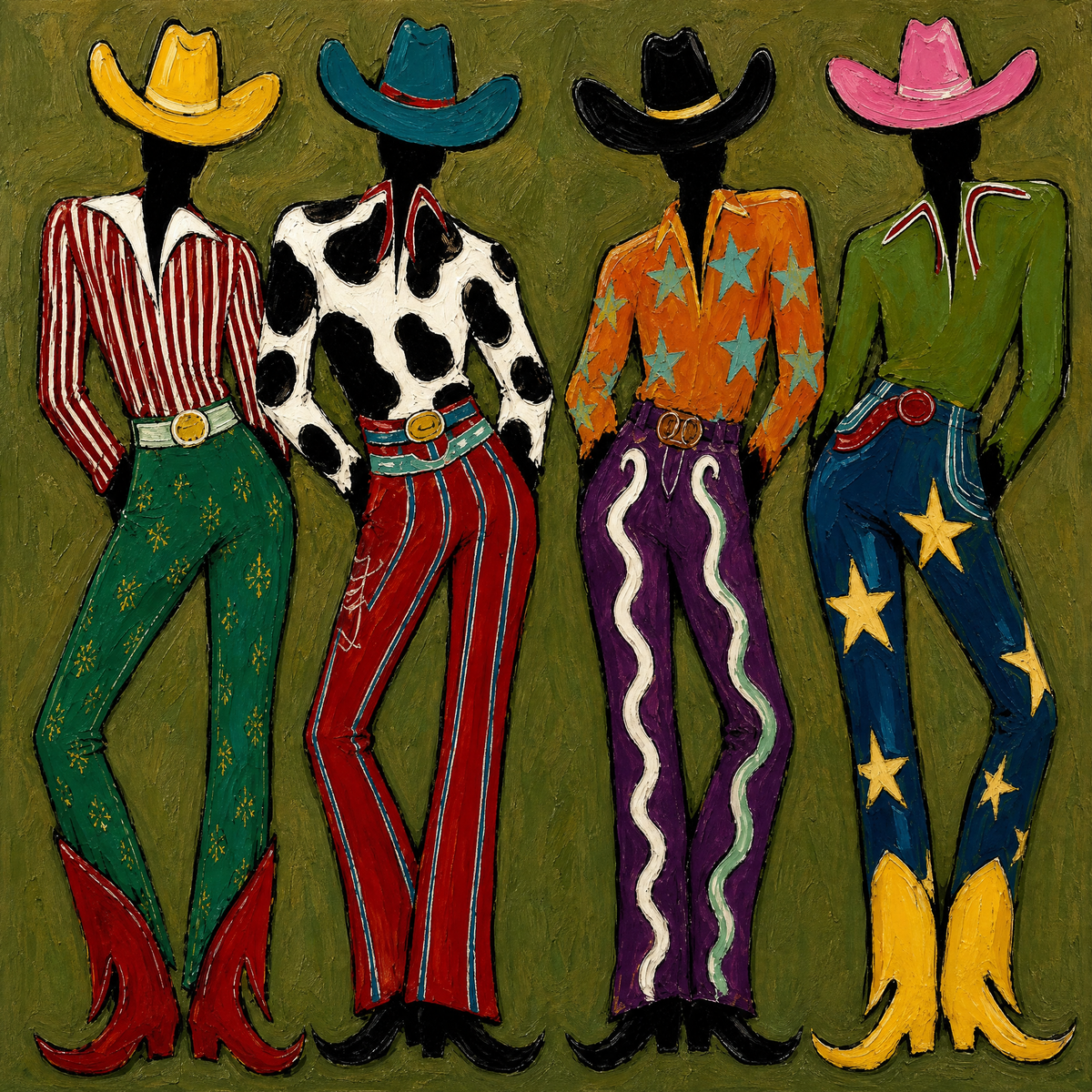 Four Fashion Cowgirls