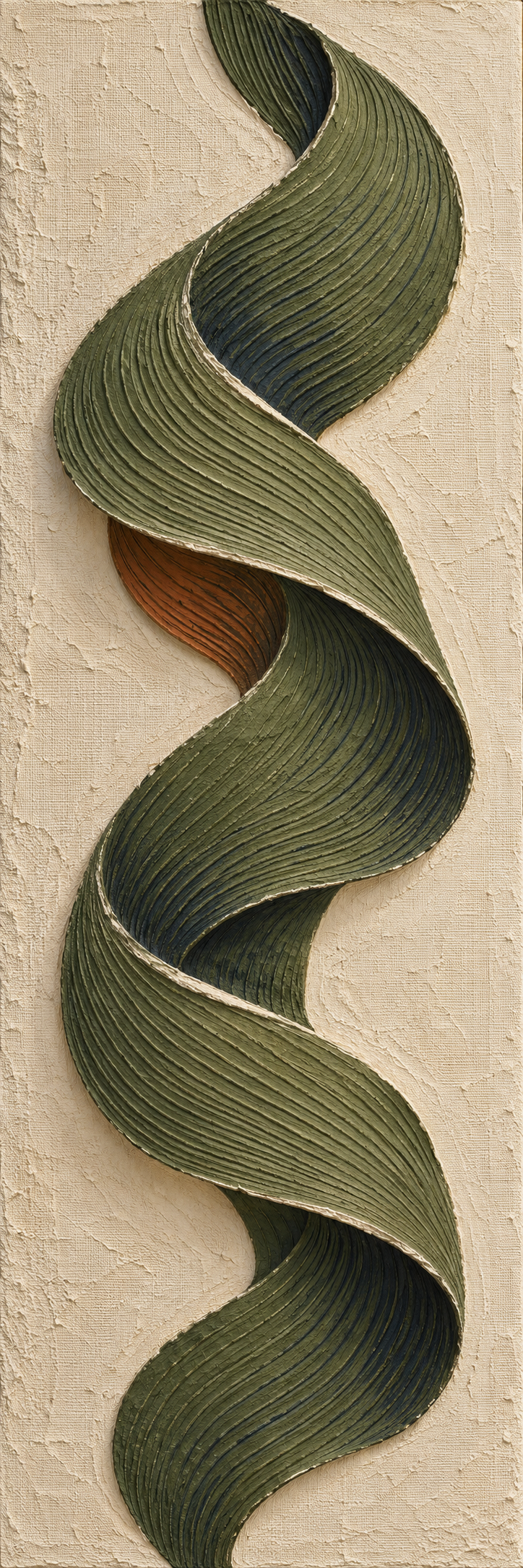 Olive Ribbon — Tall Abstract Painting