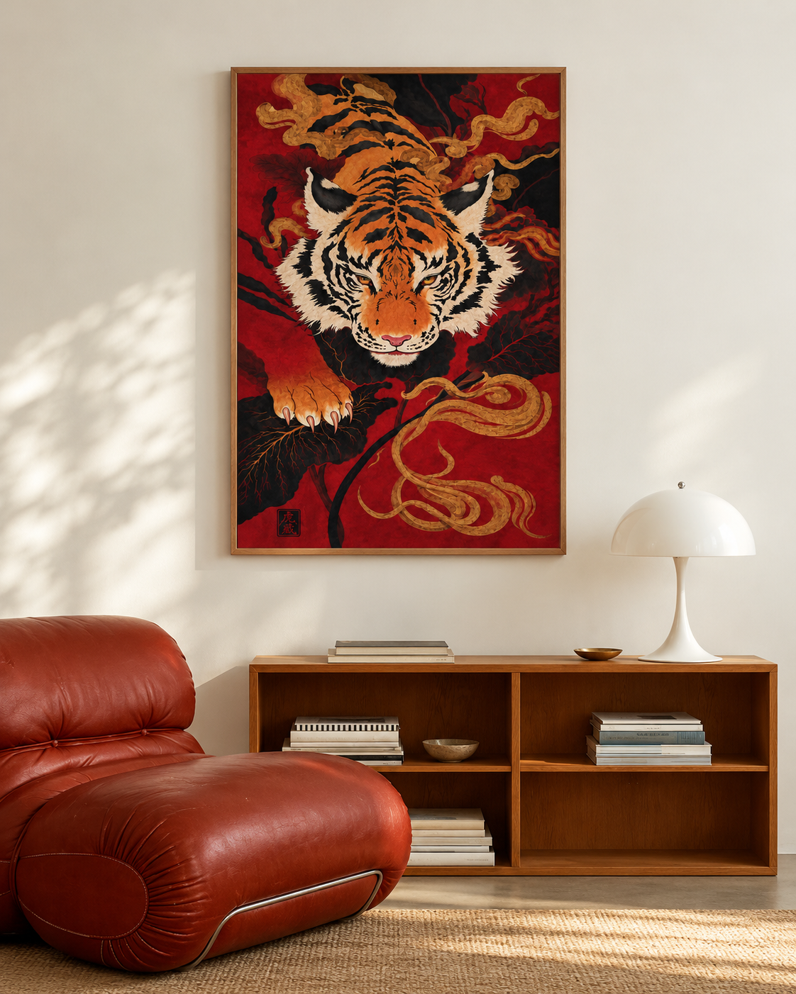 Crimson Guardian — Tiger and Golden Clouds