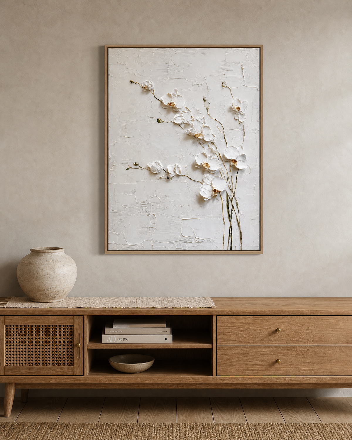 White Orchids on Textured Ivory
