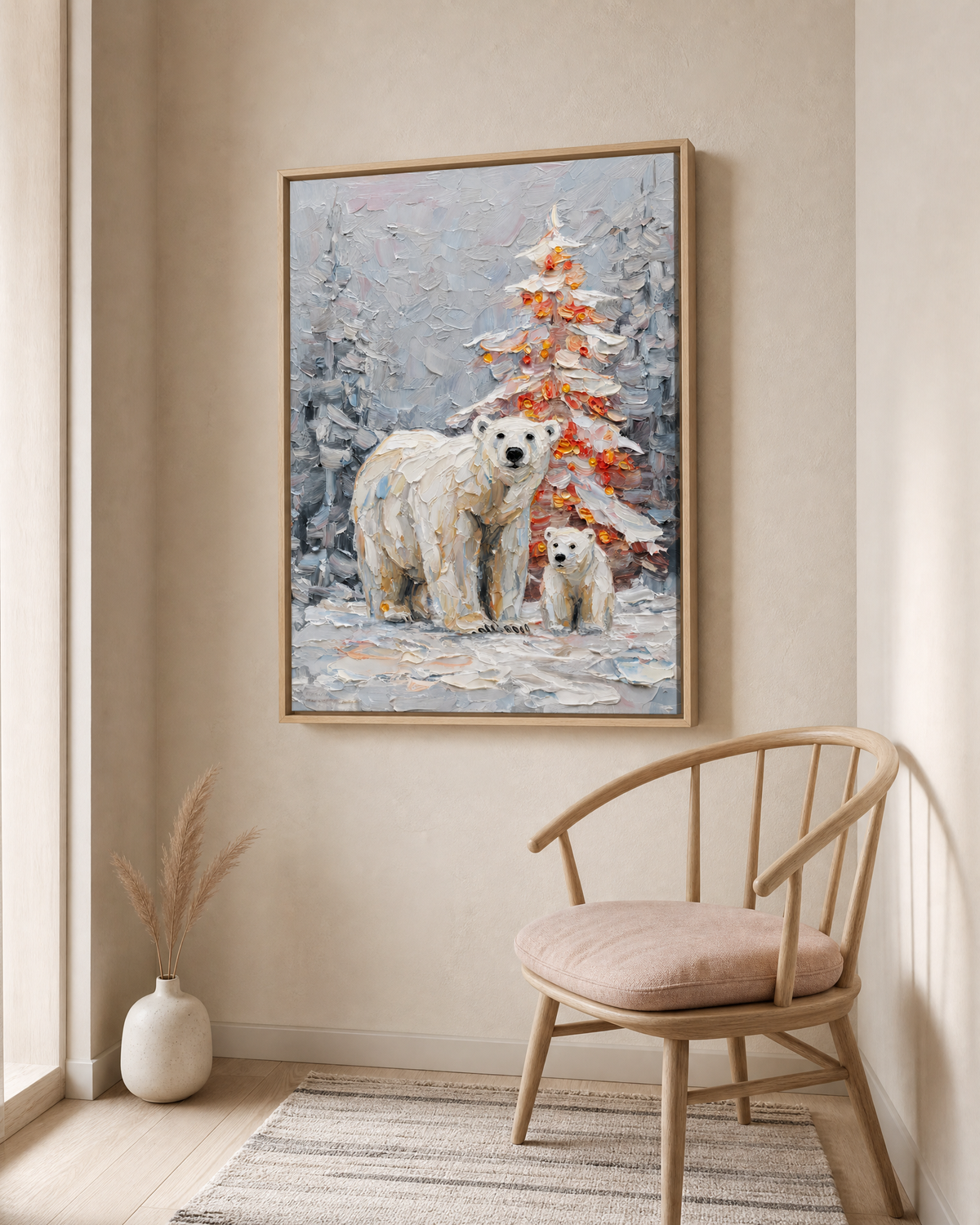 Polar Bears by the Winter Tree