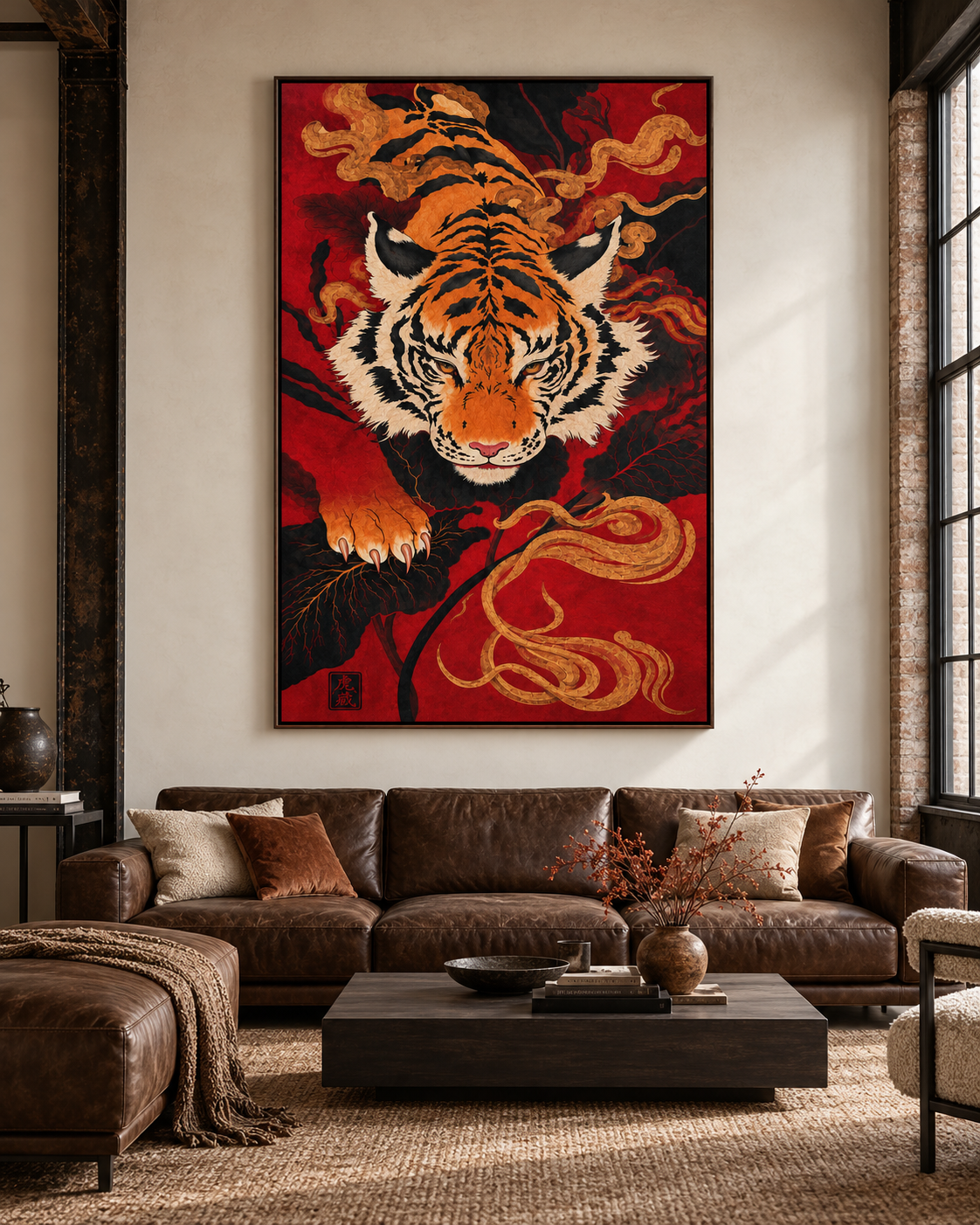 Crimson Guardian — Tiger and Golden Clouds