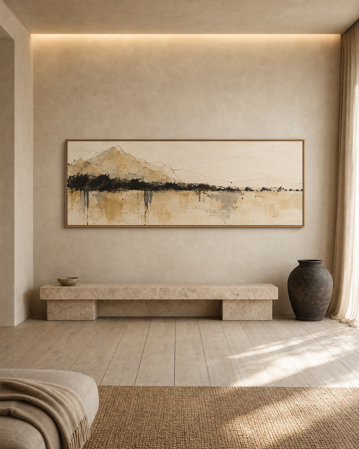 Quiet Mountain Reflections — Panoramic Landscape Painting